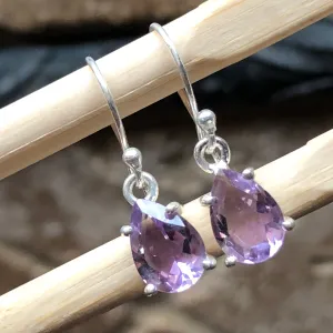 Genuine 4ct Amethyst 925 Solid Sterling Silver Earrings 24mm