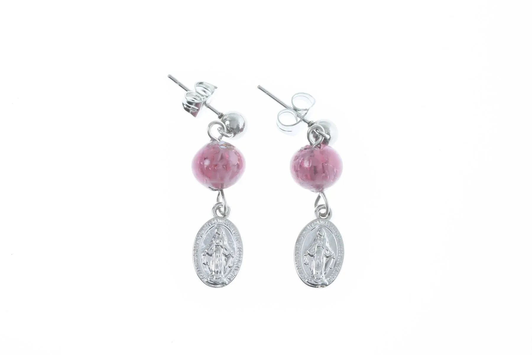 Genuine Murano Earrings with Amethyst Color Beads