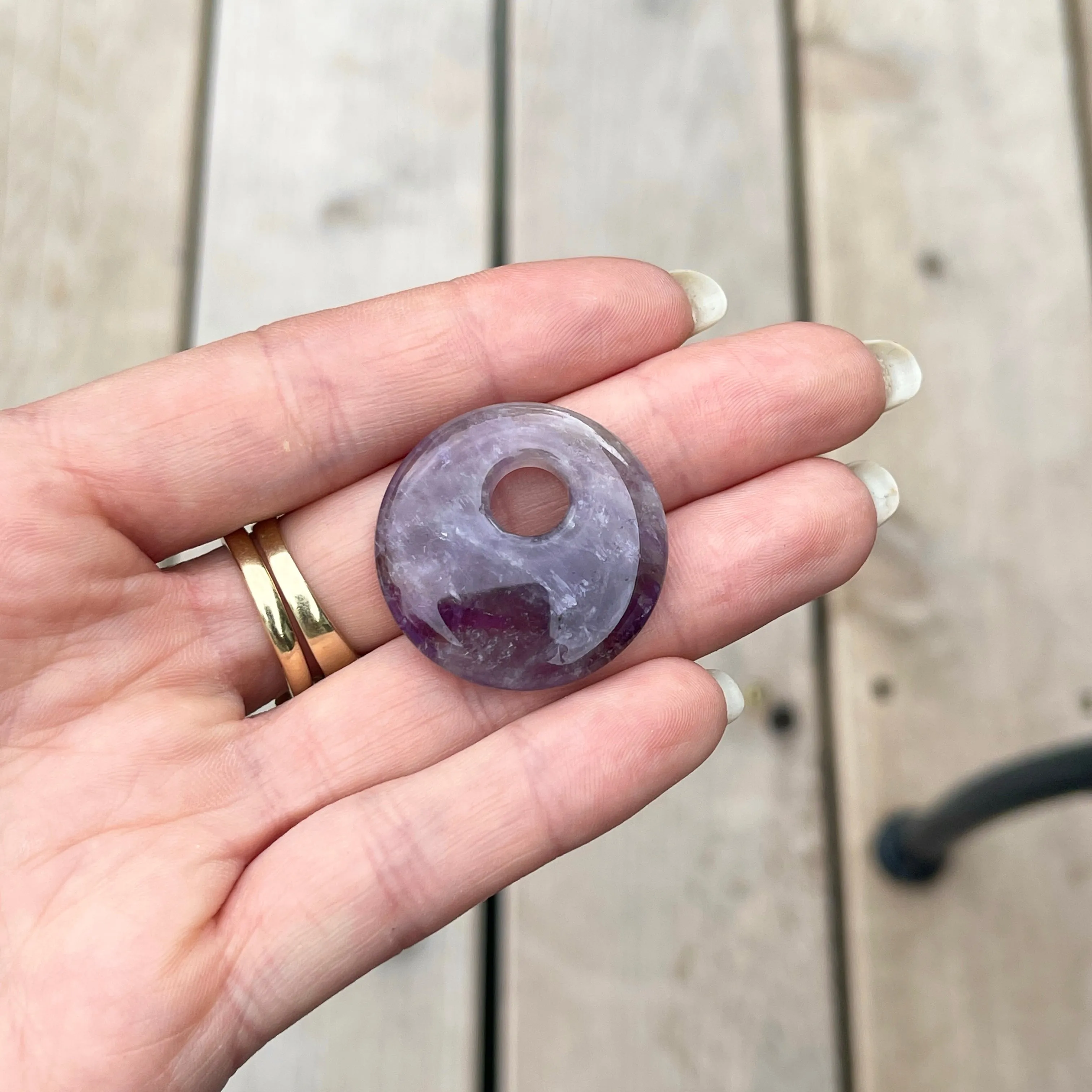 Genuine Purple Amethyst Round Gemstone Disc Earring Charms
