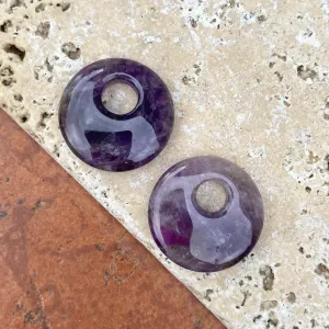 Genuine Purple Amethyst Round Gemstone Disc Earring Charms
