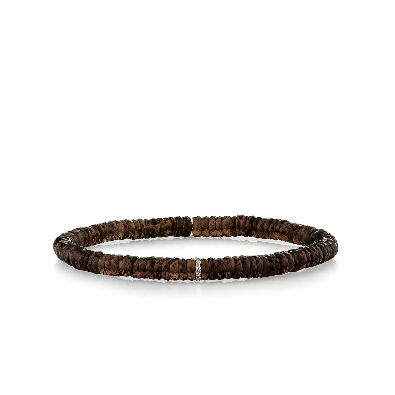 Gold & Diamond Rondelle on Smoky Topaz