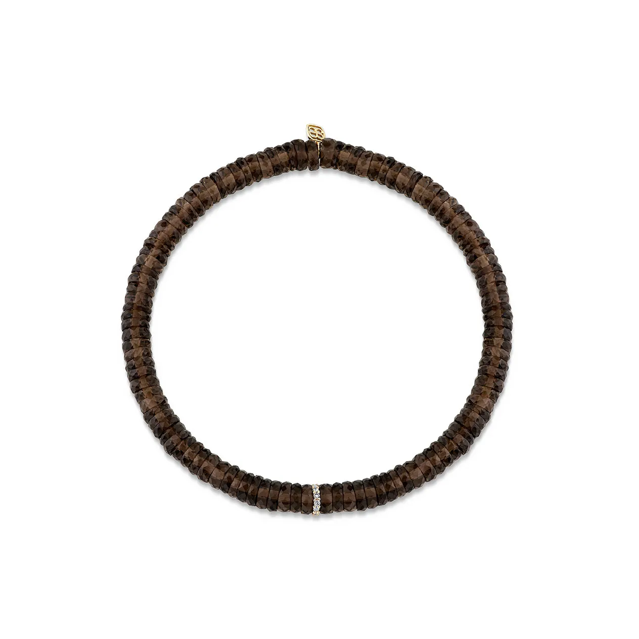 Gold & Diamond Rondelle on Smoky Topaz