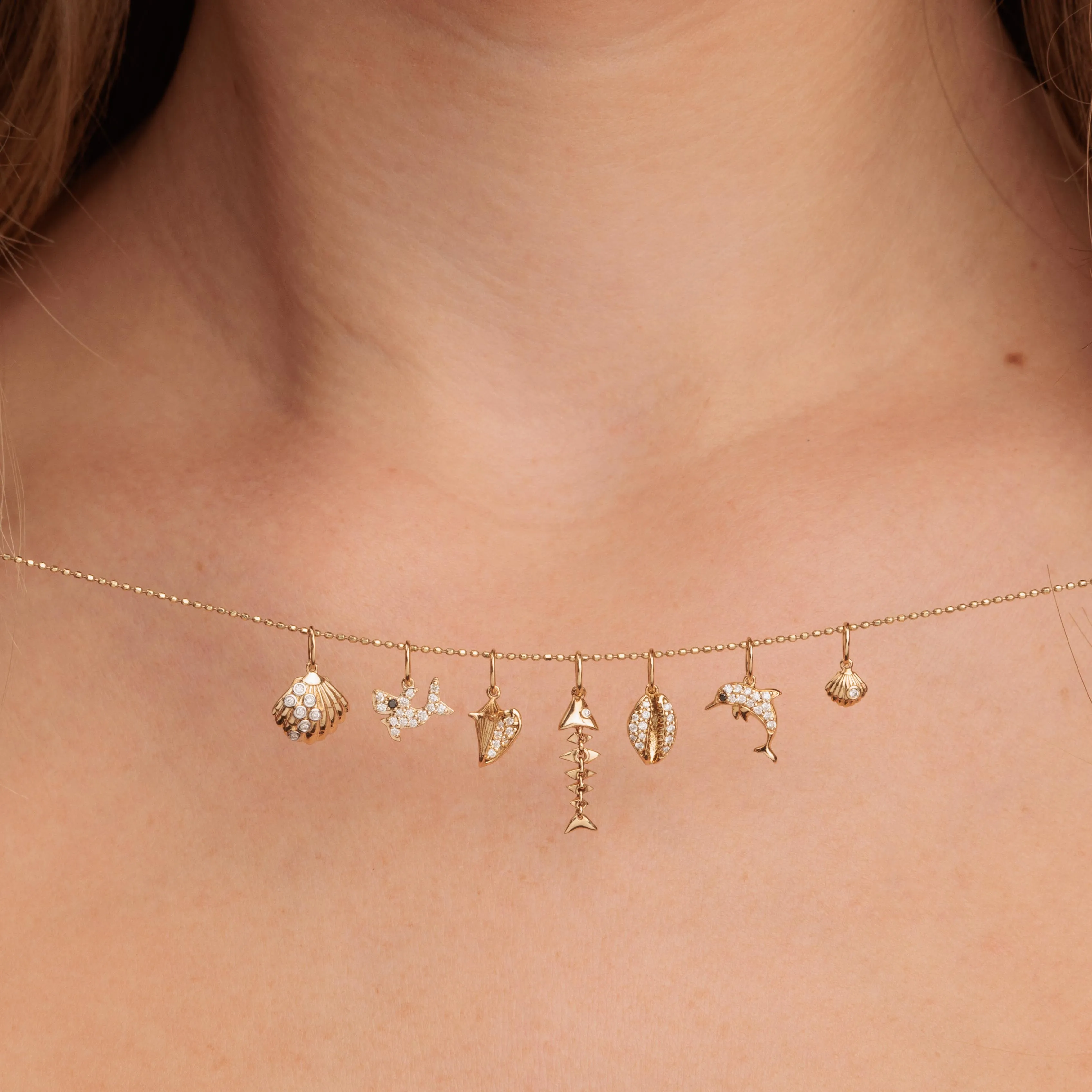 Gold & Diamond Small Shark Charm