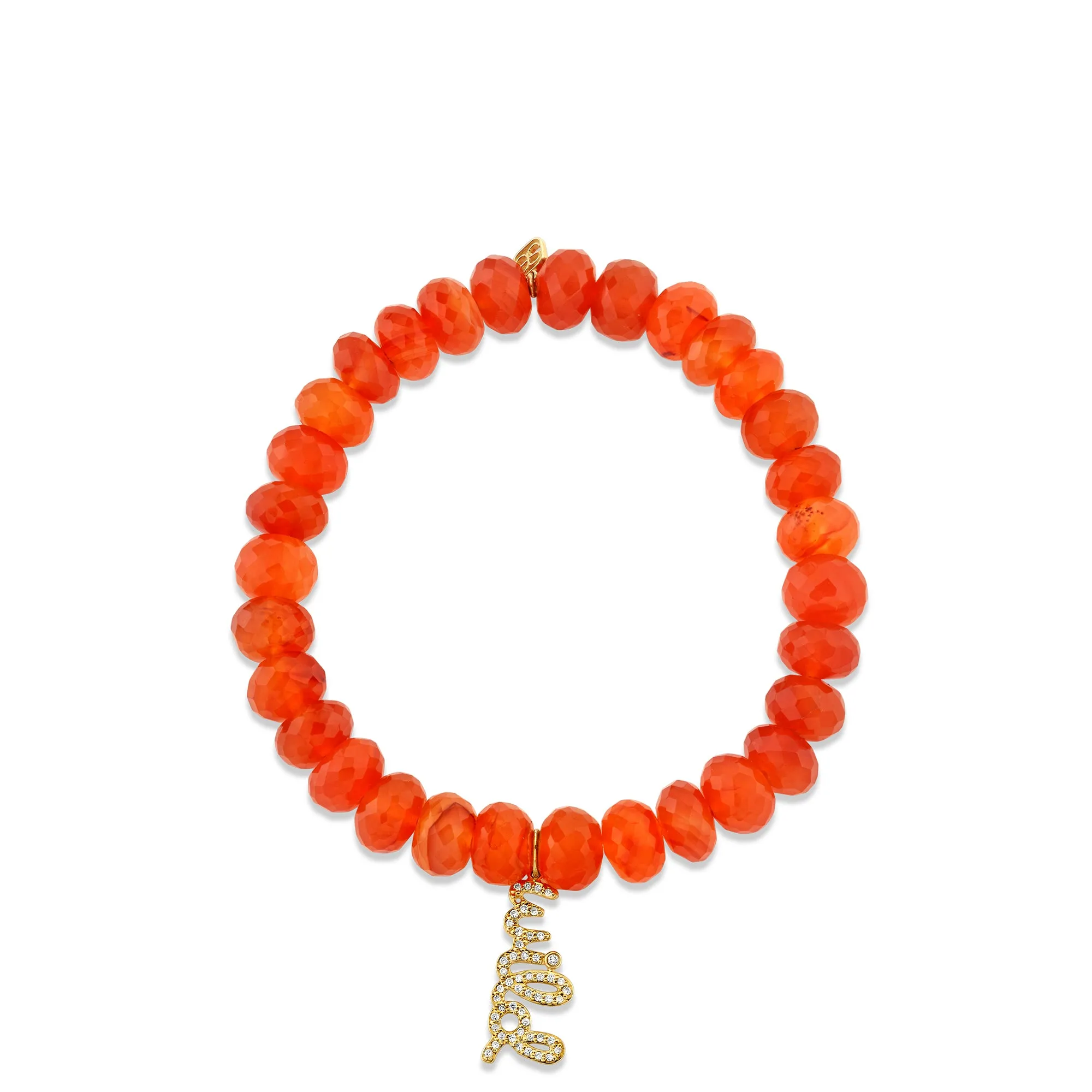 Gold & Diamond Wild Script on Carnelian