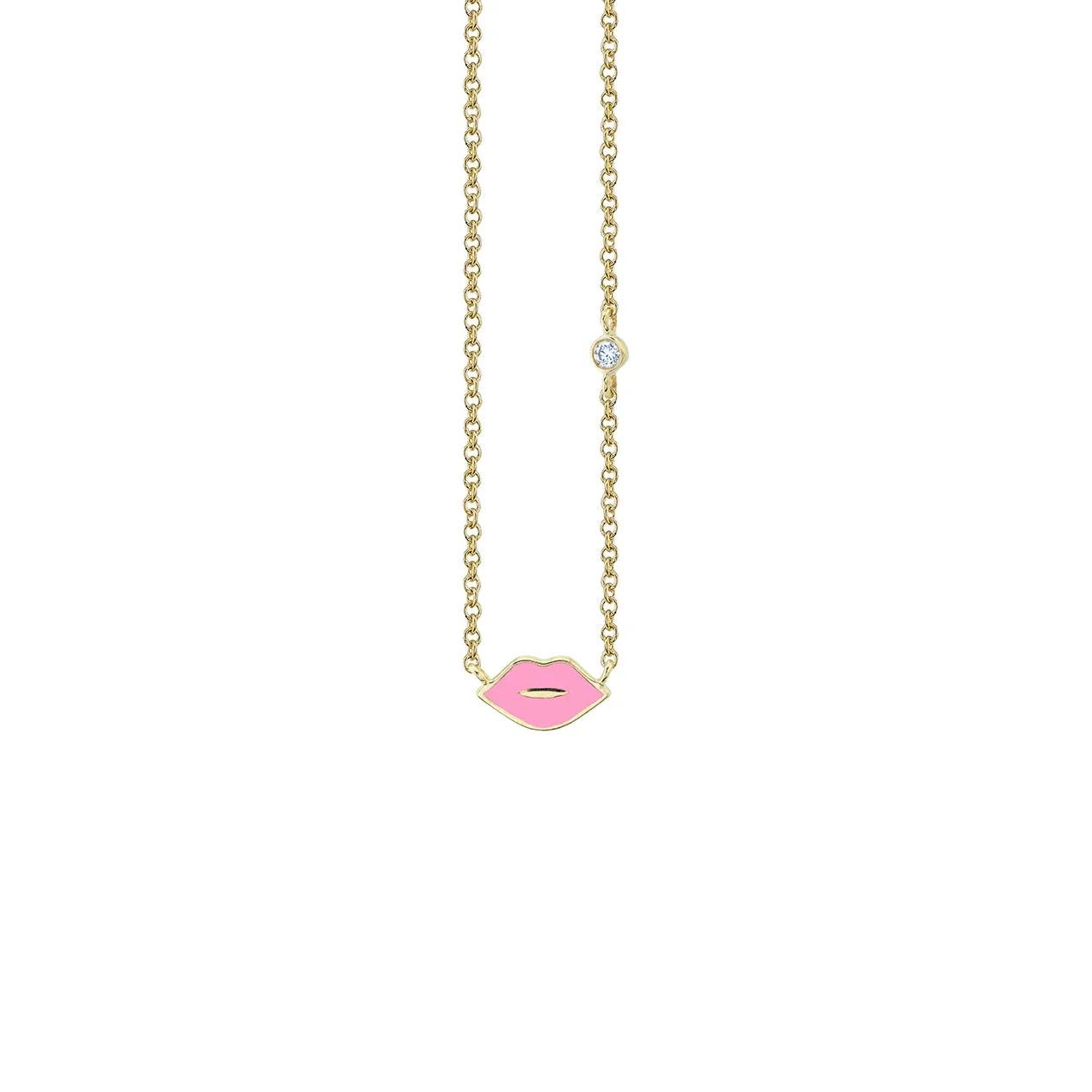 Gold & Enamel Mini Lips Necklace