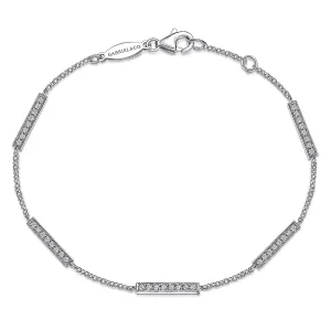 Gold Chain Bracelet with Diamond Bar Stations