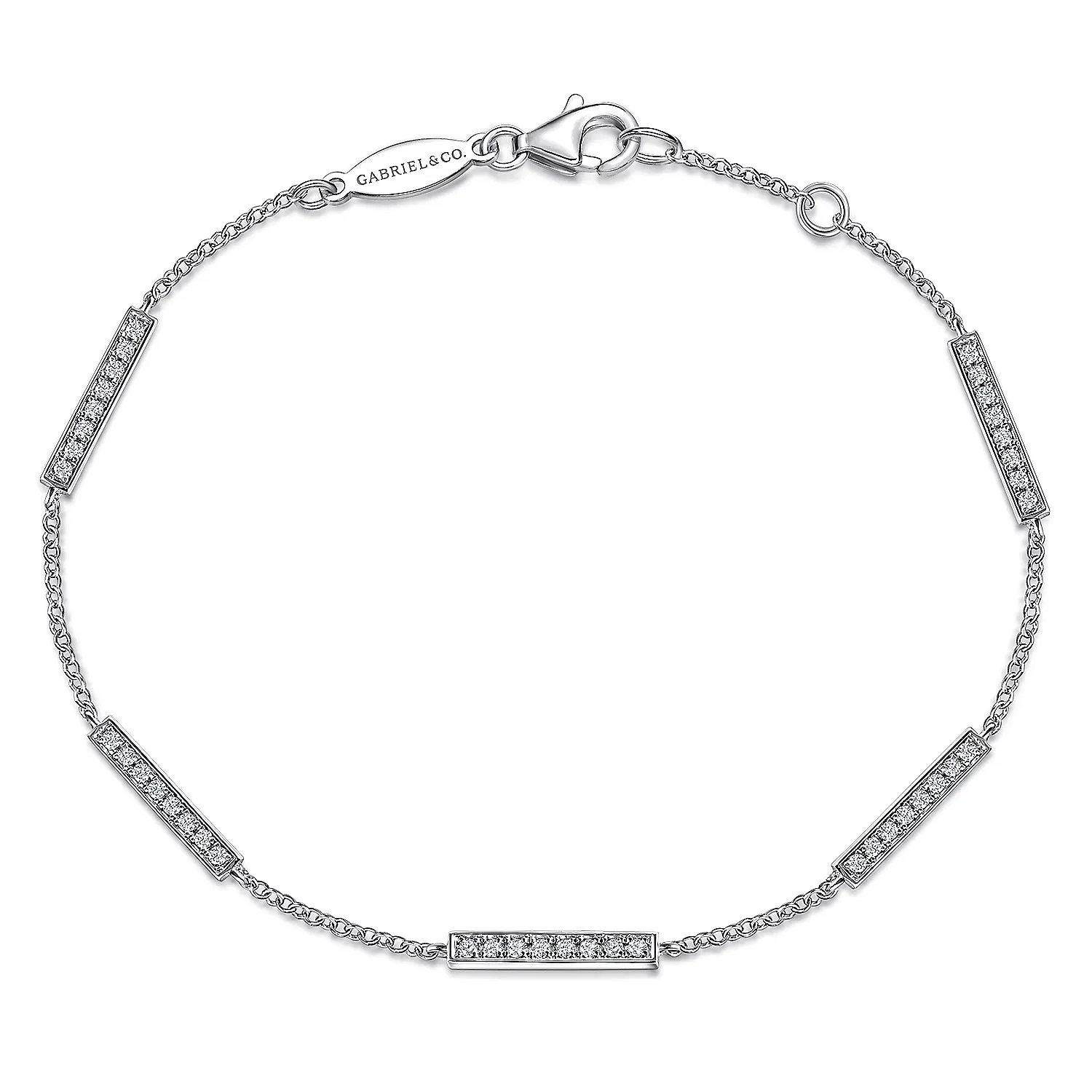 Gold Chain Bracelet with Diamond Bar Stations