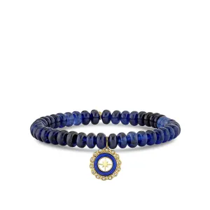 Gold, Diamond & Lapis Small Starburst Stone Charm on Blue Sapphire