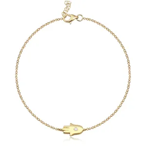 Gold Hamsa with Center Diamond Bracelet