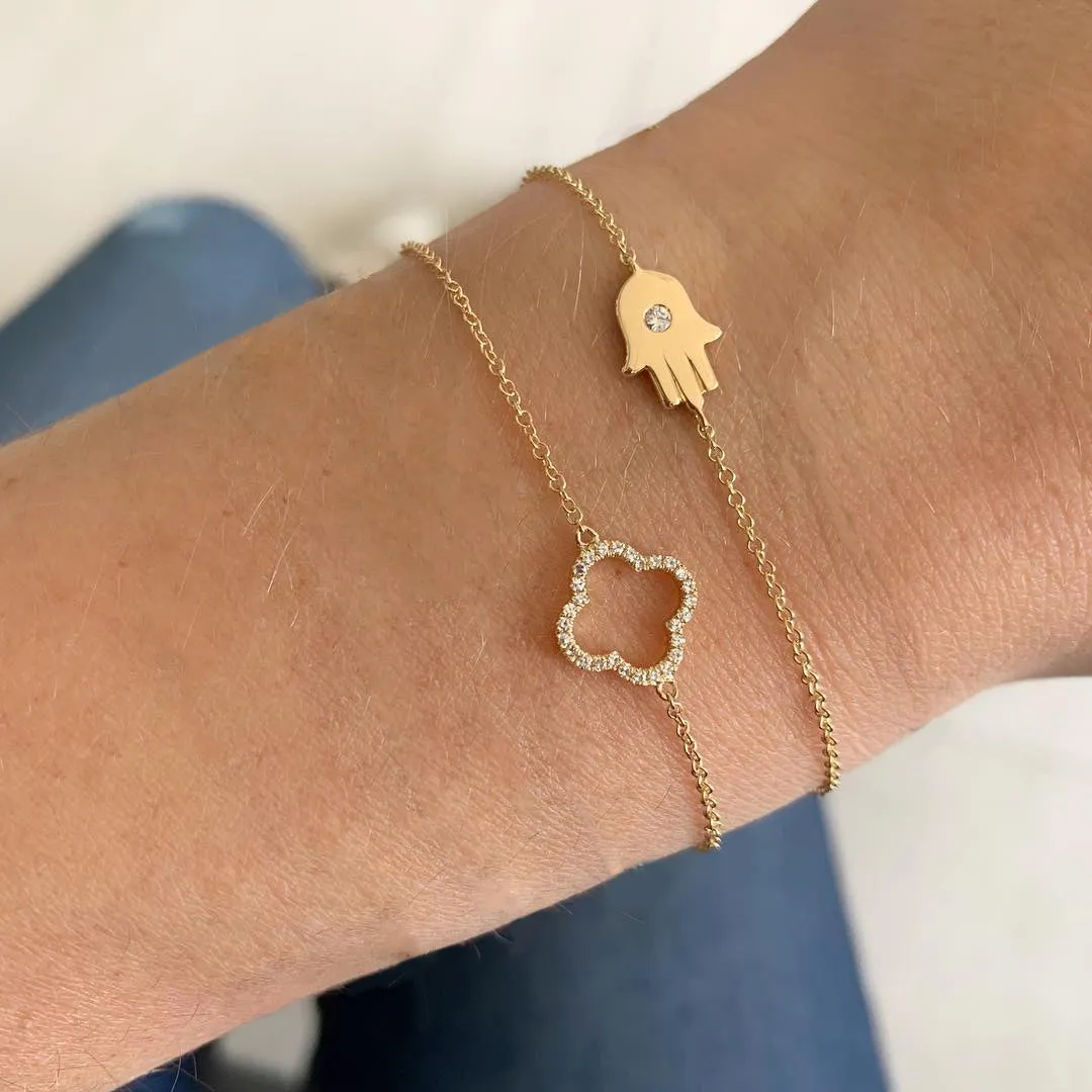 Gold Hamsa with Center Diamond Bracelet