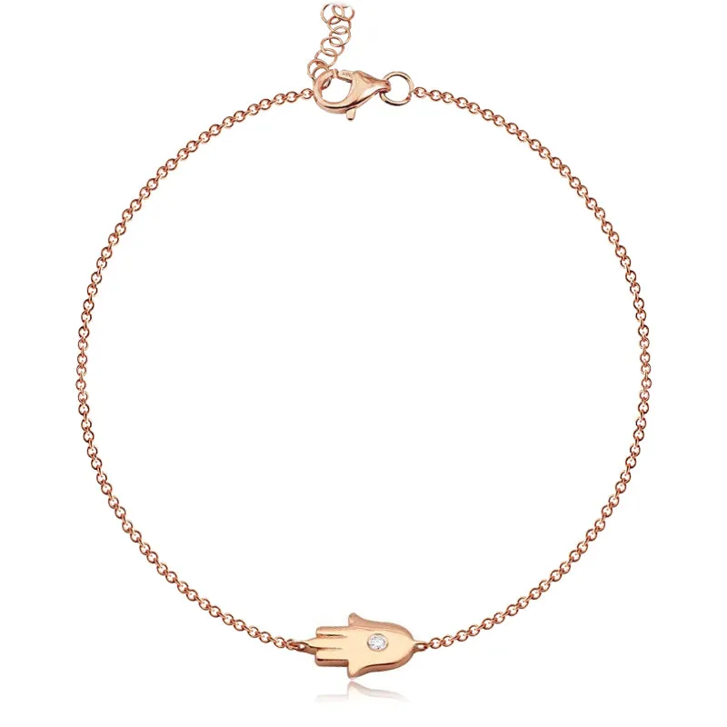 Gold Hamsa with Center Diamond Bracelet