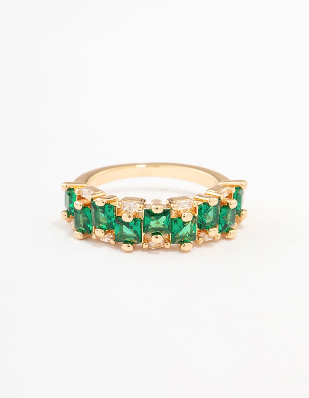 Gold Plated Staggered Emerald Band Ring