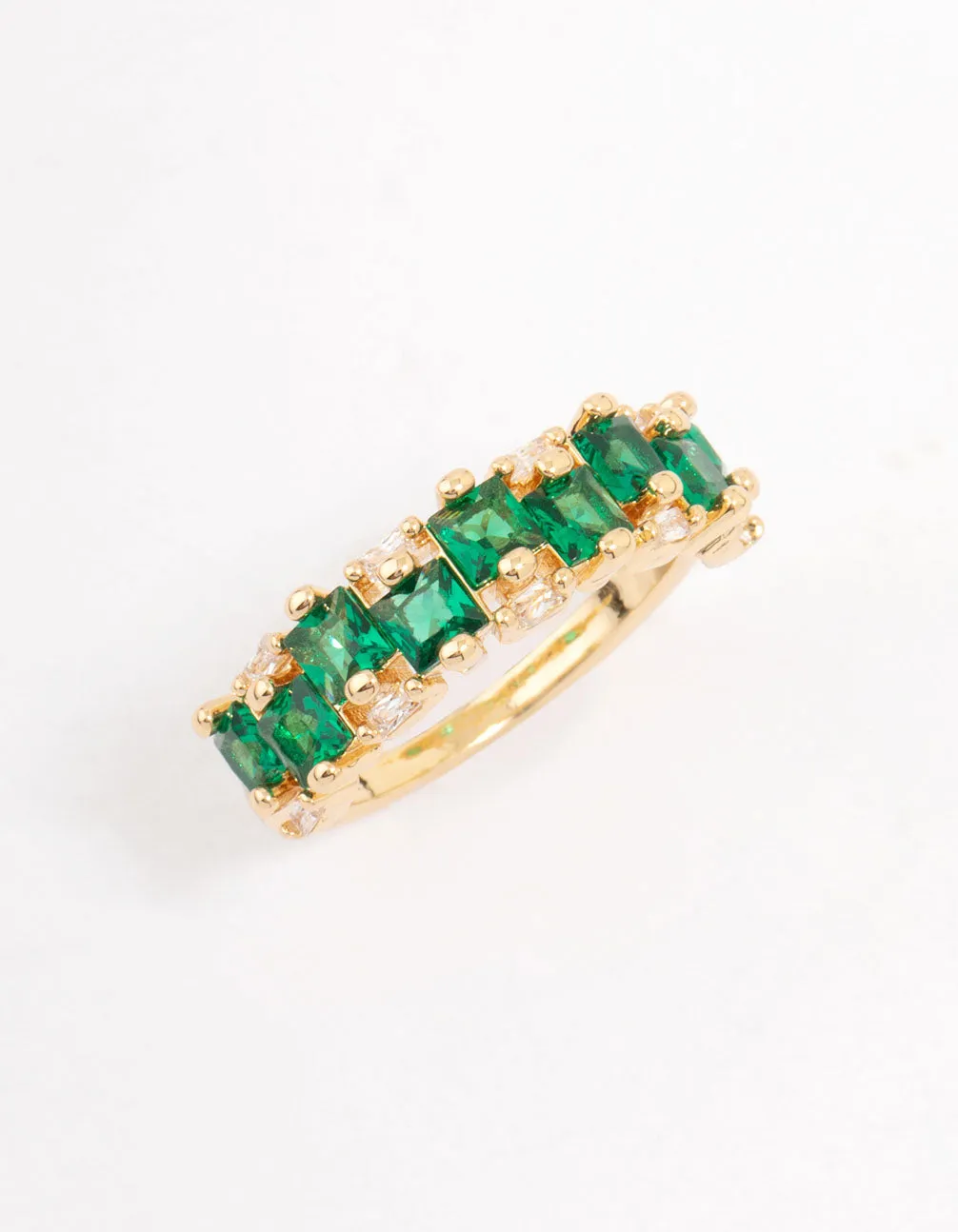 Gold Plated Staggered Emerald Band Ring