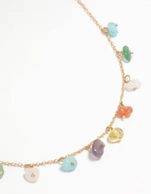 Gold Semiprecious Stone Necklaces 3-Pack