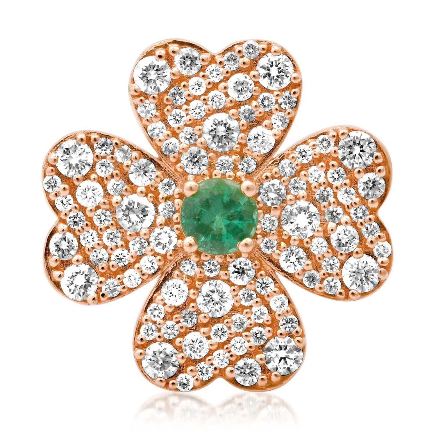 Good Luck Diamond & Emerald Clover Ring
