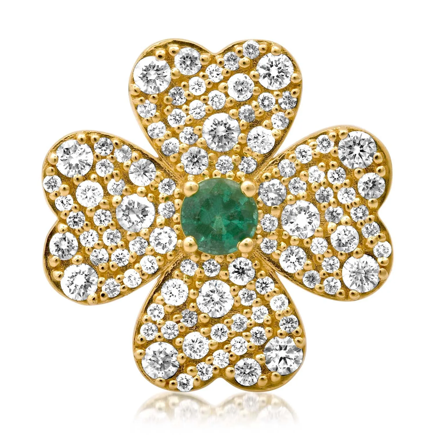 Good Luck Diamond & Emerald Clover Ring