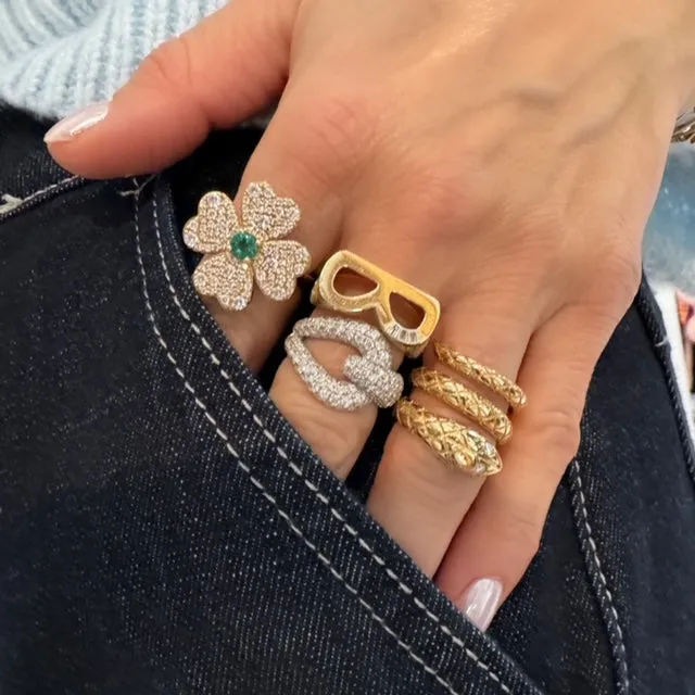 Good Luck Diamond & Emerald Clover Ring