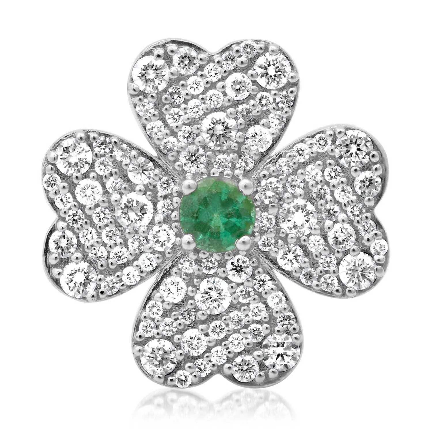Good Luck Diamond & Emerald Clover Ring