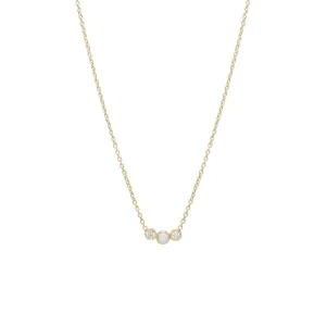 Graduated Bezel Opal & Diamond Necklace