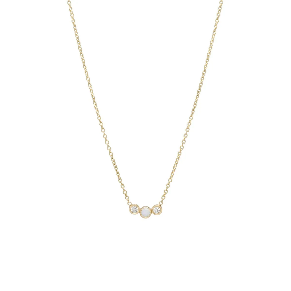 Graduated Bezel Opal & Diamond Necklace
