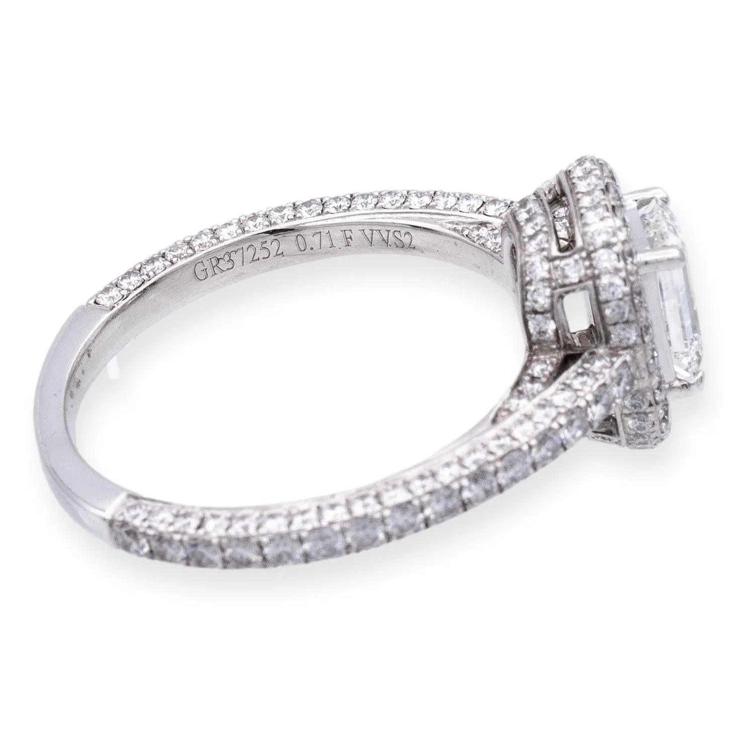 GRAFF 18K White Gold GIA Emerald Cut Diamond Engagement Ring  1.85 cts. TW F VS1