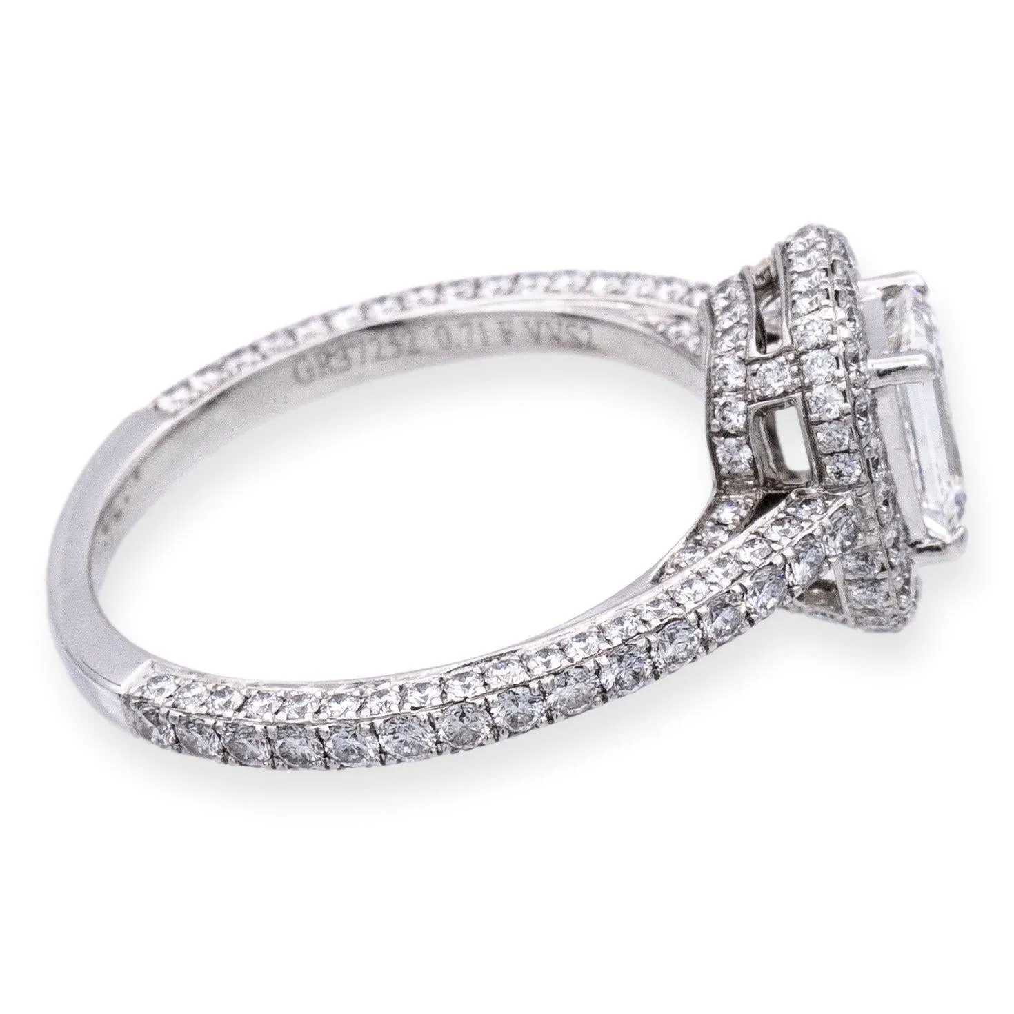 GRAFF 18K White Gold GIA Emerald Cut Diamond Engagement Ring  1.85 cts. TW F VS1