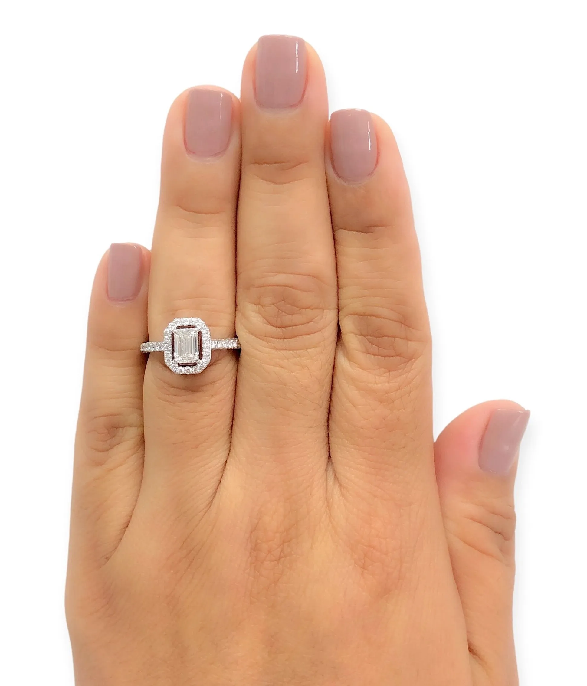 GRAFF 18K White Gold GIA Emerald Cut Diamond Engagement Ring  1.85 cts. TW F VS1