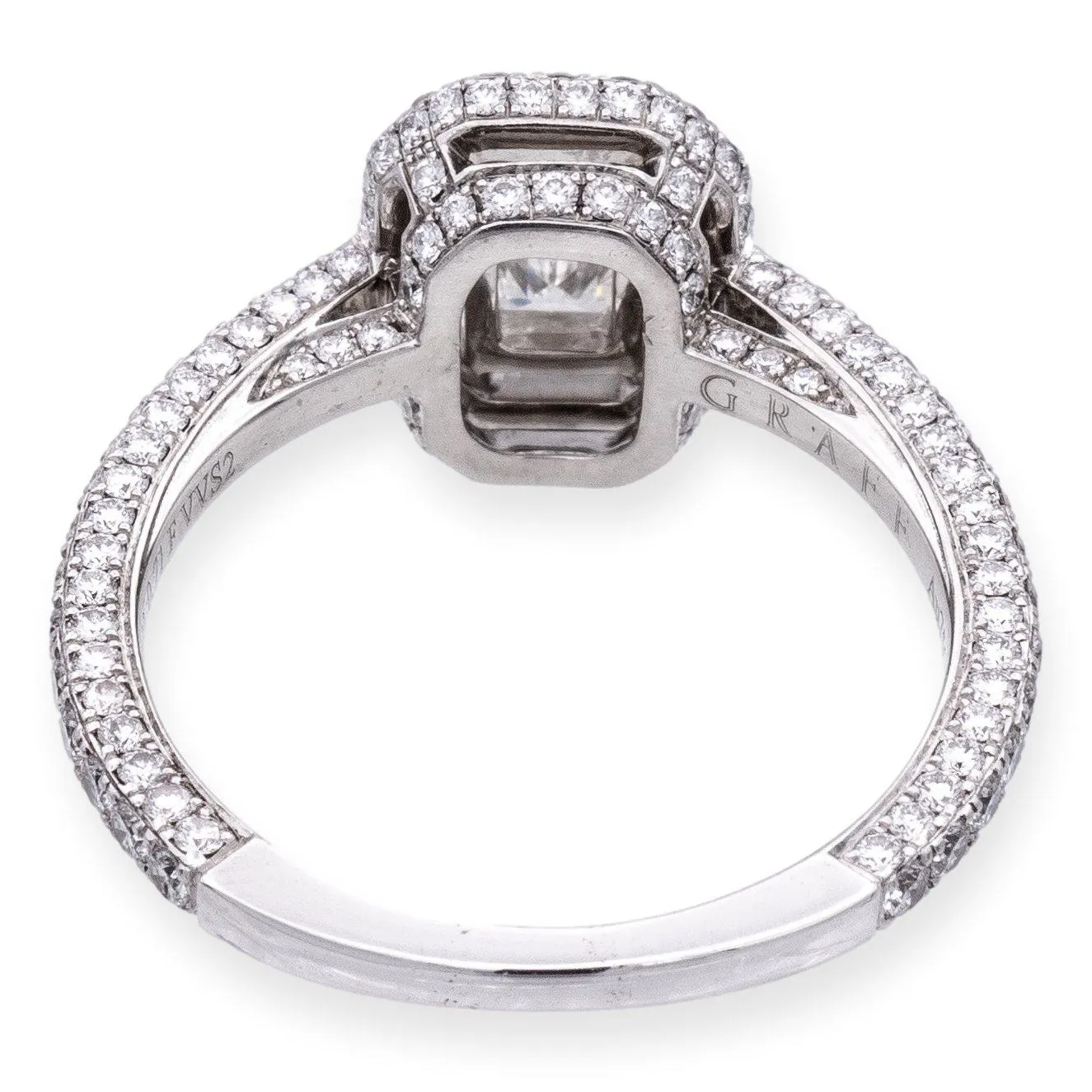 GRAFF 18K White Gold GIA Emerald Cut Diamond Engagement Ring  1.85 cts. TW F VS1