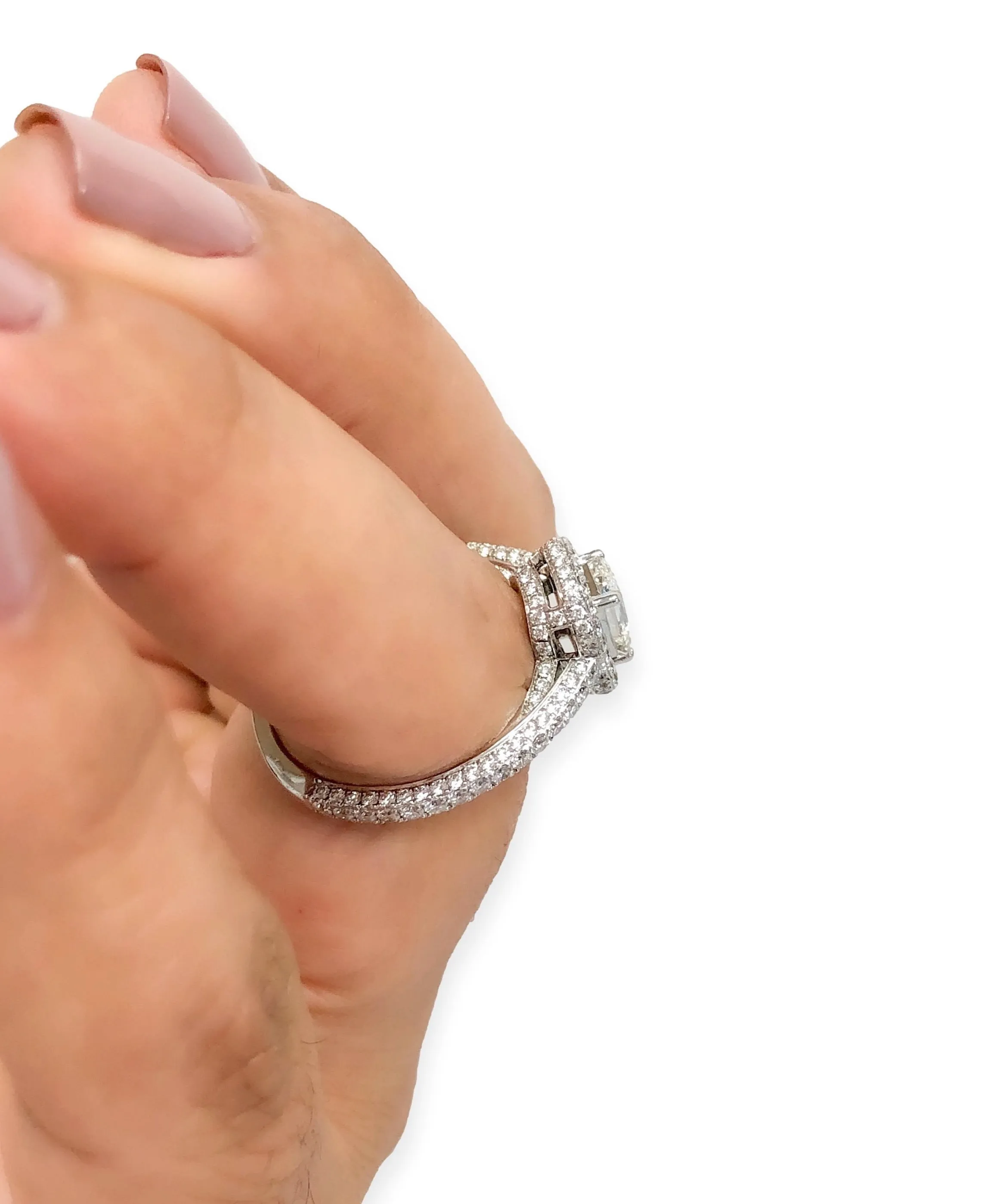 GRAFF 18K White Gold GIA Emerald Cut Diamond Engagement Ring  1.85 cts. TW F VS1
