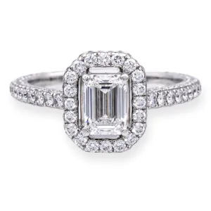 GRAFF 18K White Gold GIA Emerald Cut Diamond Engagement Ring  1.85 cts. TW F VS1
