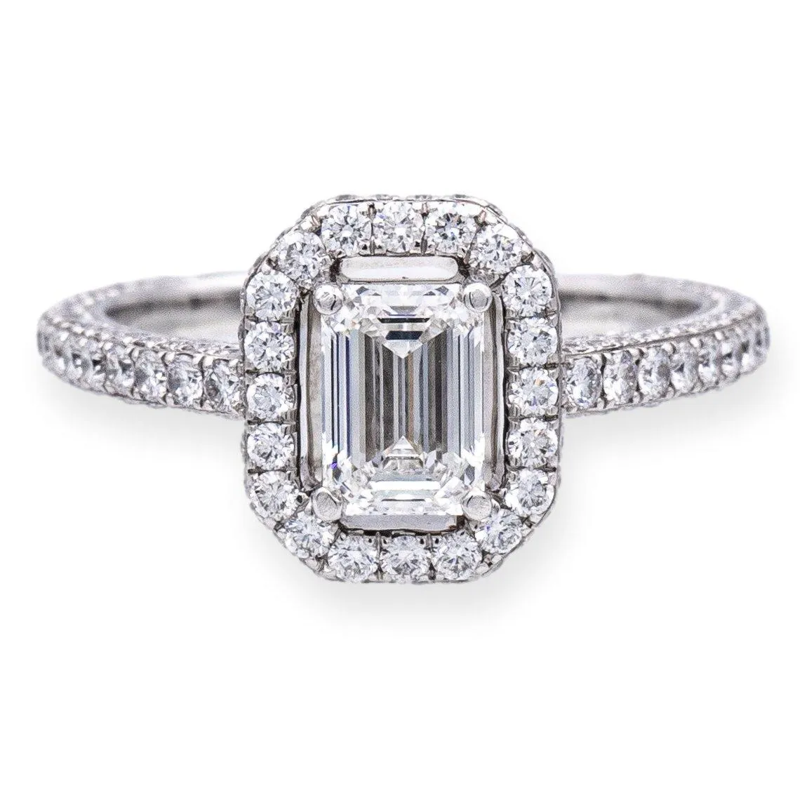 GRAFF 18K White Gold GIA Emerald Cut Diamond Engagement Ring  1.85 cts. TW F VS1