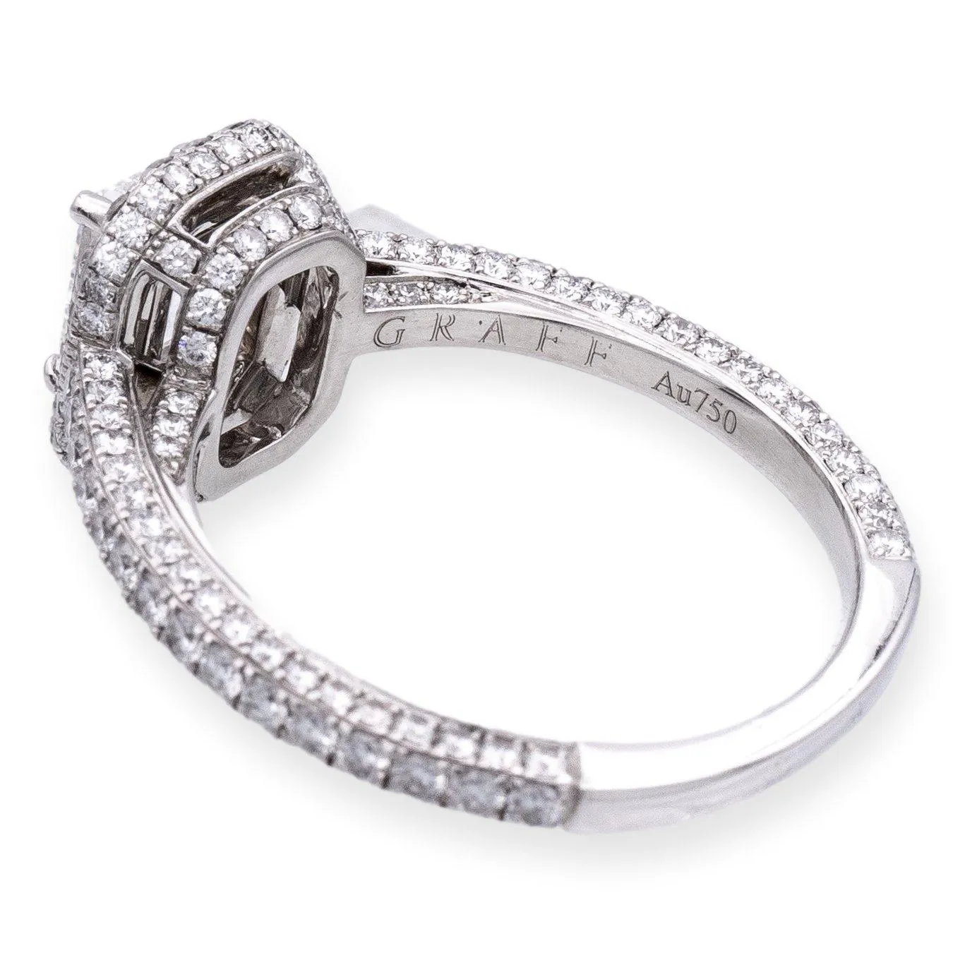 GRAFF 18K White Gold GIA Emerald Cut Diamond Engagement Ring  1.85 cts. TW F VS1