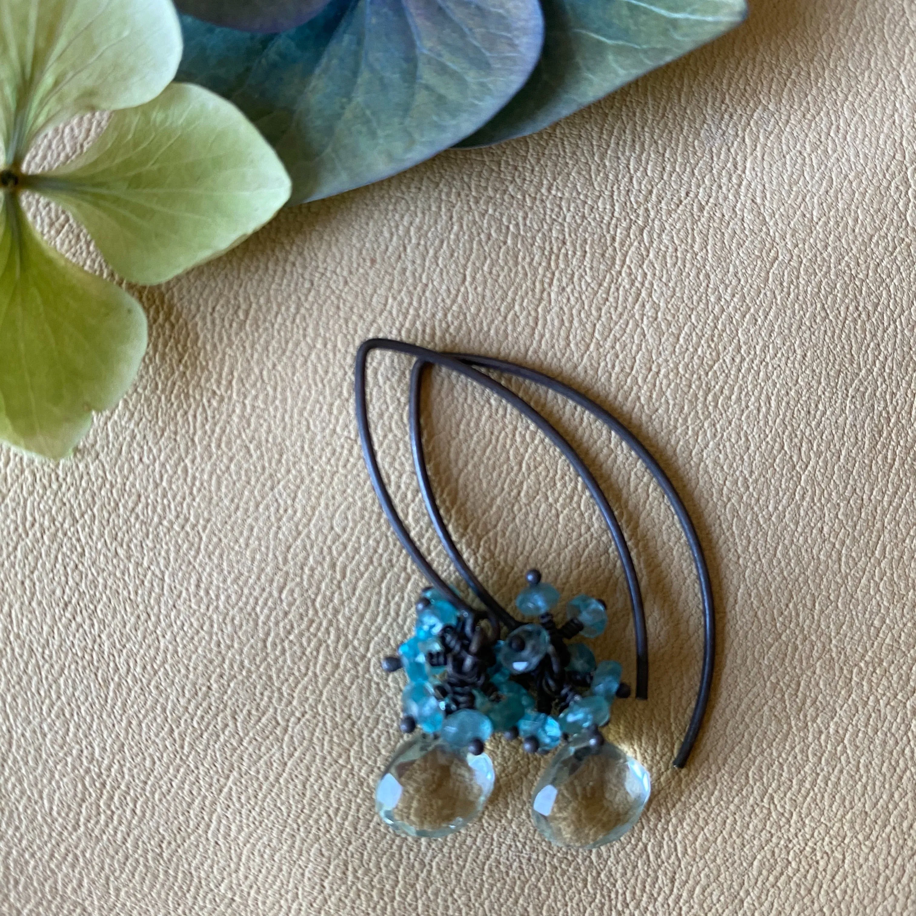 Green Amethyst with Apatite Earrings