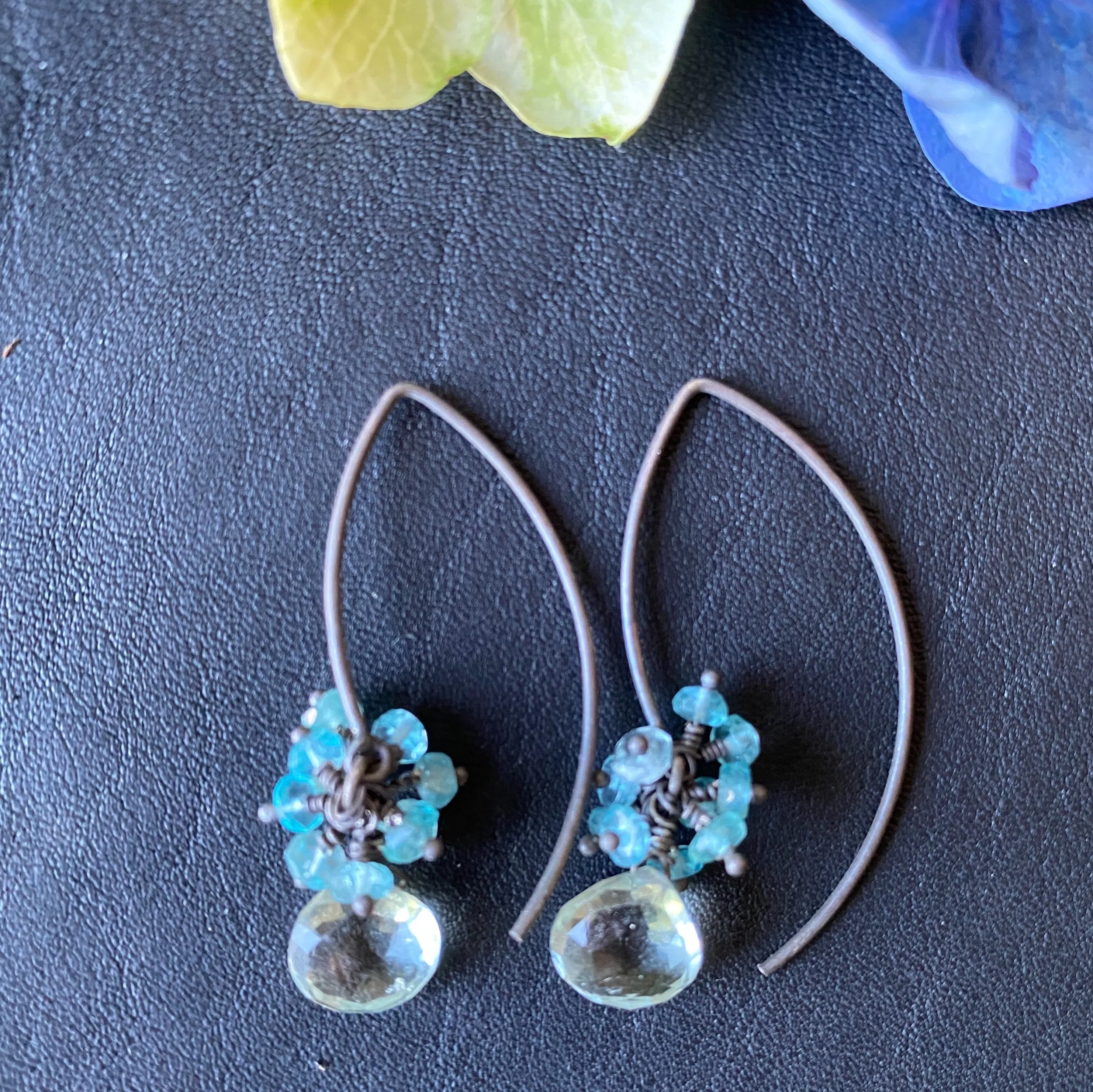 Green Amethyst with Apatite Earrings