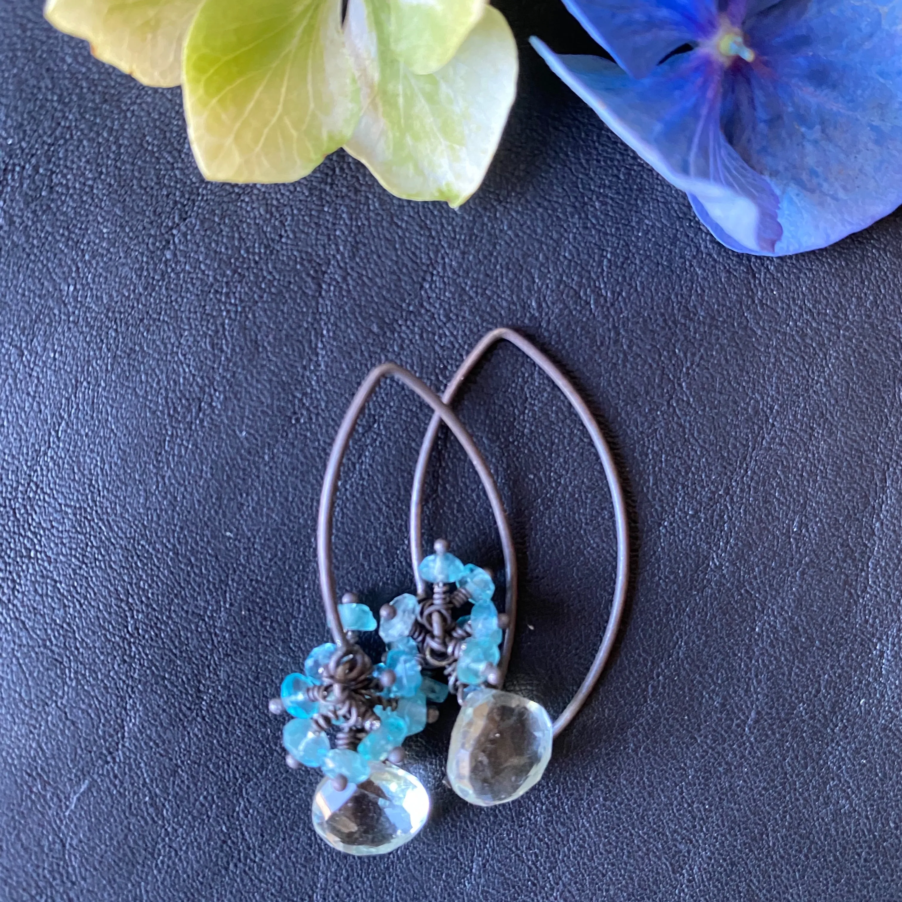 Green Amethyst with Apatite Earrings