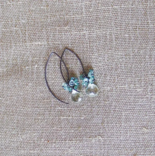 Green Amethyst with Apatite Earrings