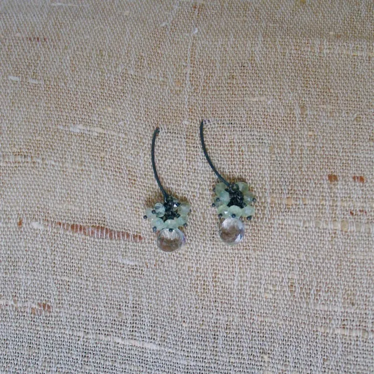 Green Amethyst with Prenite Earrings