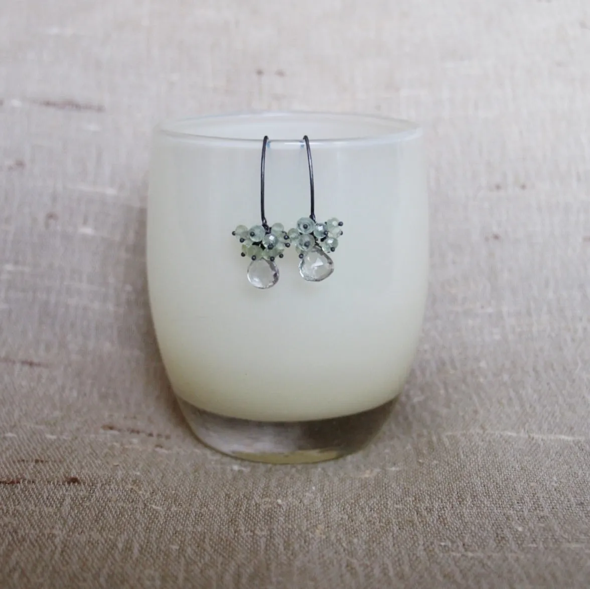 Green Amethyst with Prenite Earrings