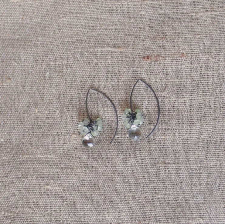 Green Amethyst with Prenite Earrings
