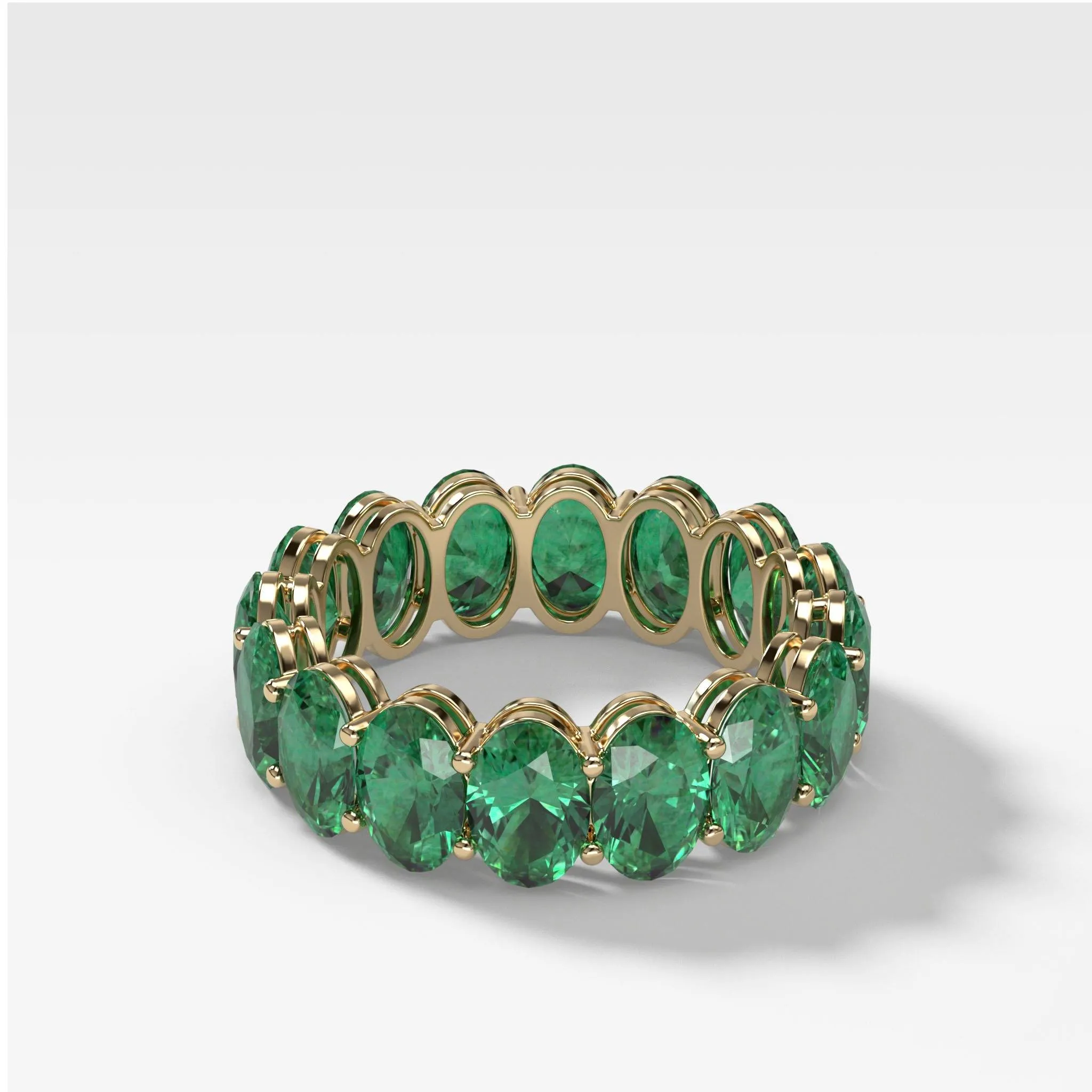 Green Emerald Oval Eternity Band