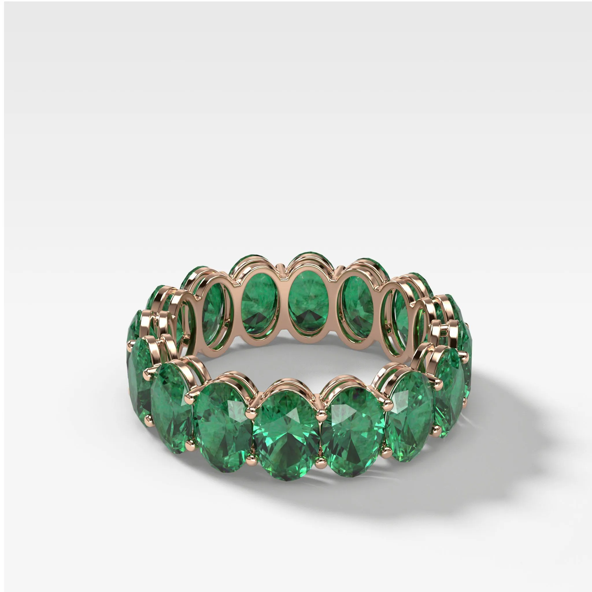 Green Emerald Oval Eternity Band