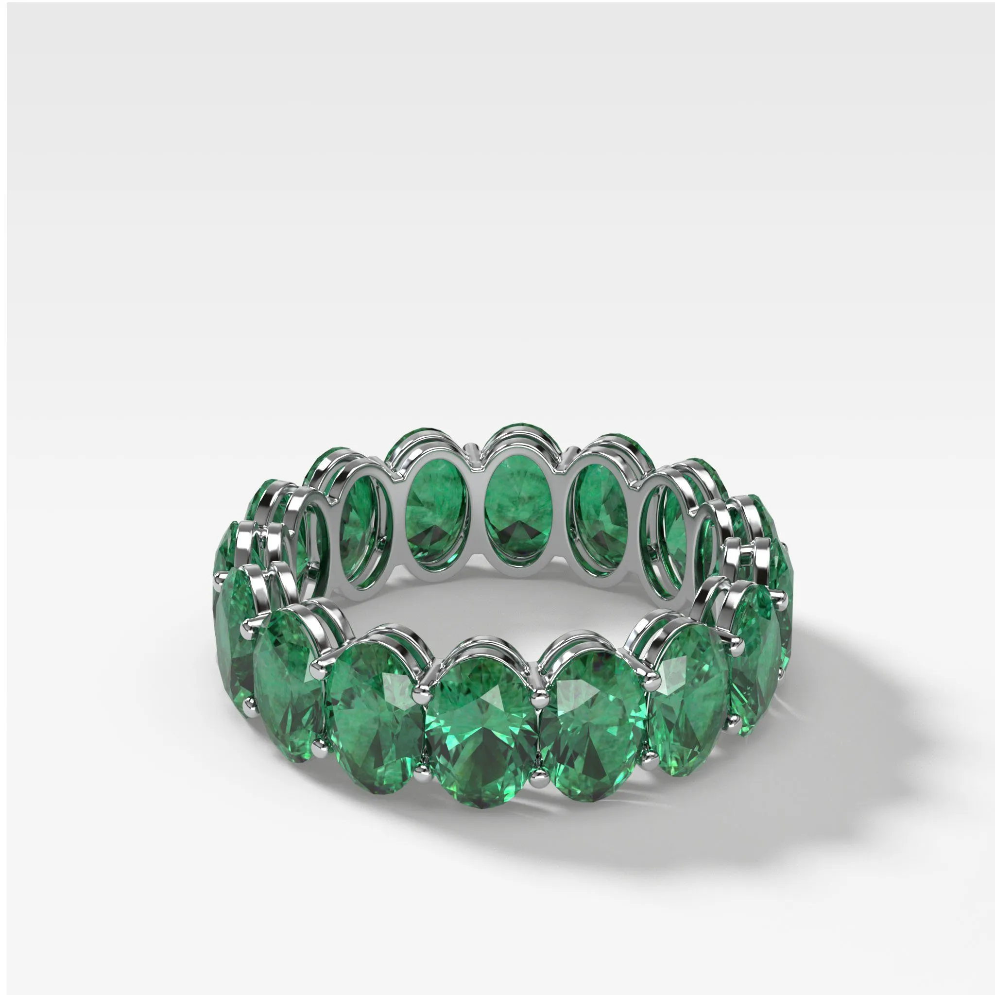 Green Emerald Oval Eternity Band