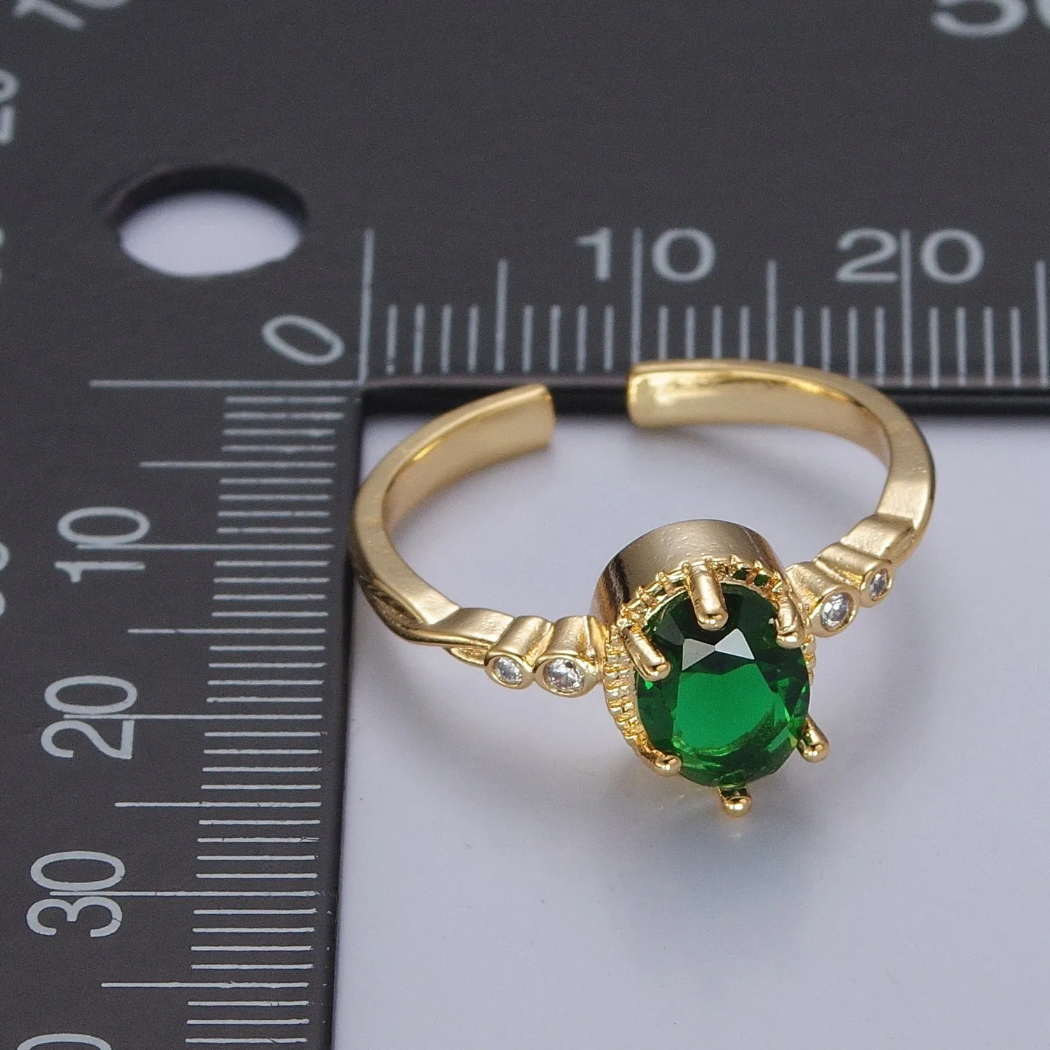 Green Emerald Ring, Emerald Oval Ring, May Birthstone, Dainty Ring O-2227