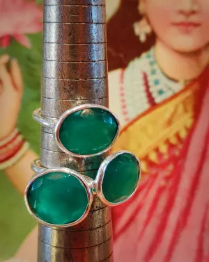 Green onyx in silver