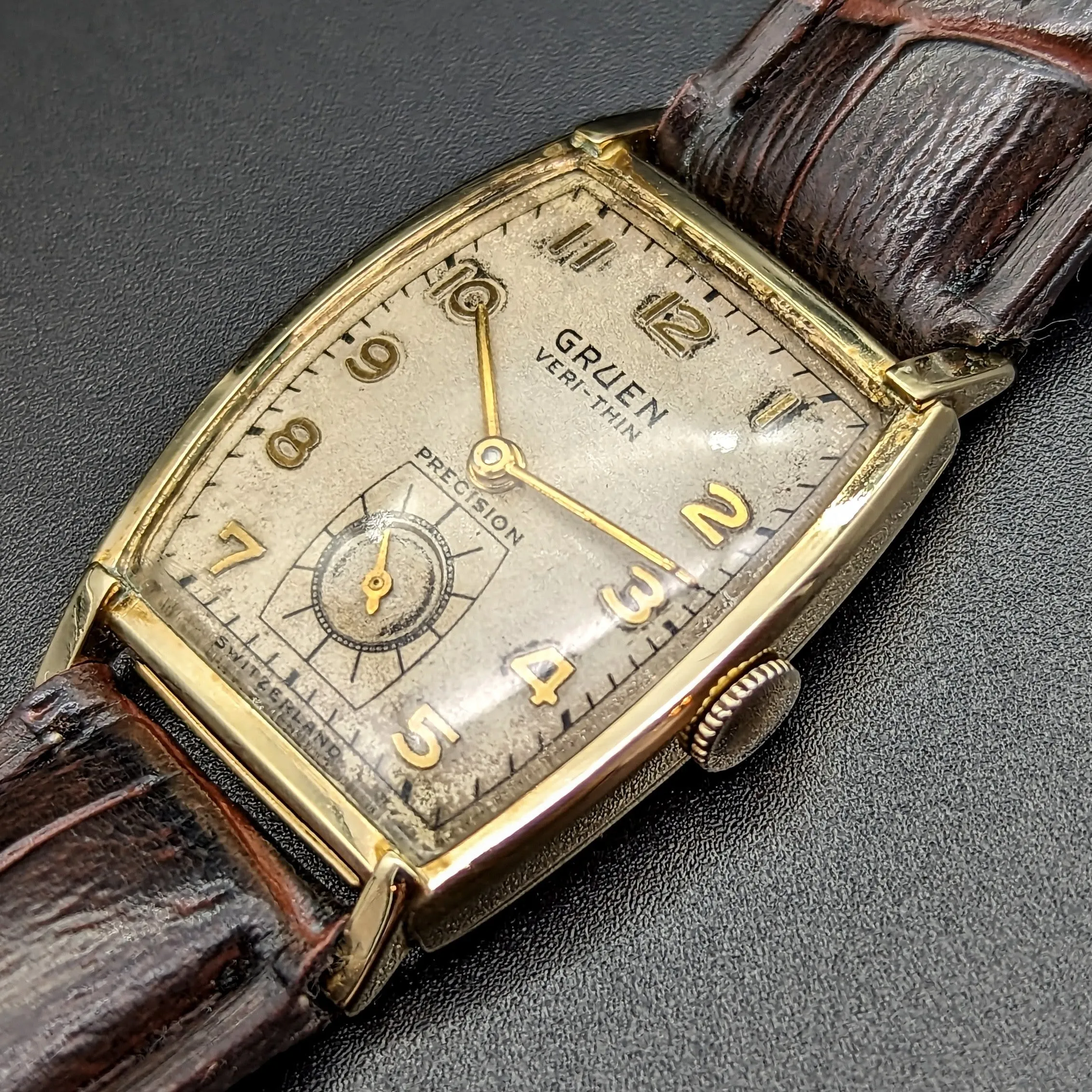 GRUEN Precision Wristwatch 14K GOLD Swiss Cal. 430 17 Jewel Vintage Watch