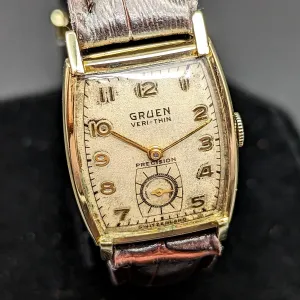 GRUEN Precision Wristwatch 14K GOLD Swiss Cal. 430 17 Jewel Vintage Watch