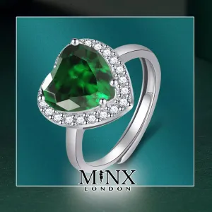 Heart Ring | Green Diamond Ring | Heart Rings | Heart Shape Ring | Diamond Heart Ring | Heart Ring with Diamonds | Green Diamond Ring