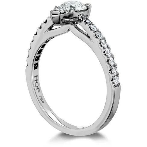 Hearts On Fire Destiny Teardrop Shape Engagement Ring with Diamond Band