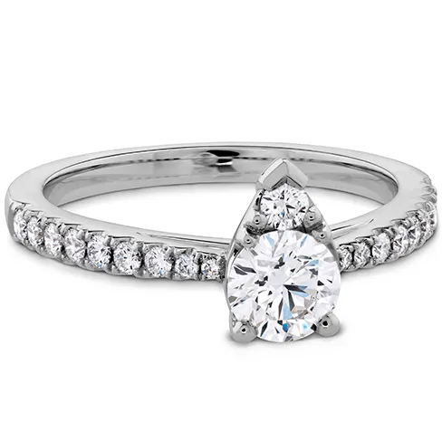 Hearts On Fire Destiny Teardrop Shape Engagement Ring with Diamond Band