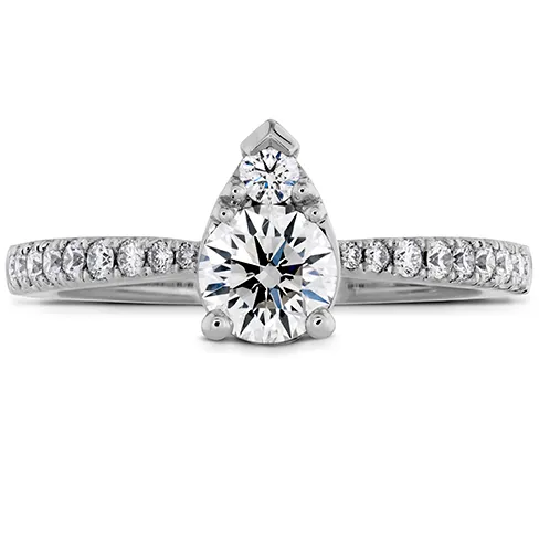 Hearts On Fire Destiny Teardrop Shape Engagement Ring with Diamond Band